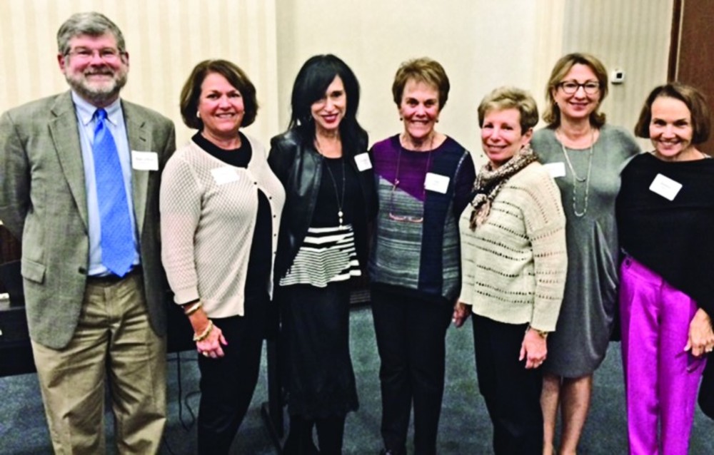 Rabbi Goldwasser with the Rosh Hodesh committee (left to right): Cheryl Teverow, Rosh Hodesh chair Maybeth Lichaa, Judy Robbins, Toby London, Sherry Cohen and   Barbara Sheer. Not pictured: Kit Haspel, Judy Levitt and Marcia Hirsch.
